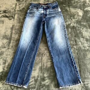 Structure Jeans Mens 29X30 Blue Denim High Rise Dark Rinse Relaxed Fit Straight